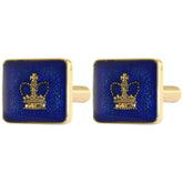 Blue Enamelled Crown - Cufflinks